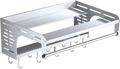 Support mural pour four à micro-ondes, four à micro-ondes étagère, Etagères Micro Ondes Four, Étagère de rangement pour four à micro-ondes, avec 10 crochet 55 × 39 × 21cm - Nail Gallerys