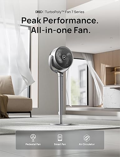 Dreo - Ventilateur sur pied avec télécommande, PolyFan 704S, ventilateur sur pied silencieux de 42,5 pouces pour la chambre à coucher, ventilateurs de sol oscillants intelligents de 150 ° + 120 ° - Nail Gallerys
