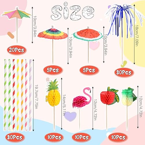 TIANCONGYUN 120 Pièces Décoration Cocktail, Réutilisable Accessoires Cocktail, Parasol Cocktail, Paille Cocktai Pour Banquets, Pique Aperitif, Pool Party Decoration - Nail Gallerys