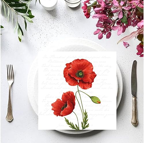 Serviette « Coquelicot lumineux » 20 pièces - Nail Gallerys
