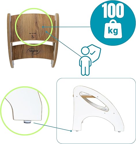 Skyline Marchepied pour enfant avec 2 marches, tapis antidérapant et poignée, multifonction, pour salle de bain, cuisine, chambre d'enfant (imitation bois blanc) - Nail Gallerys