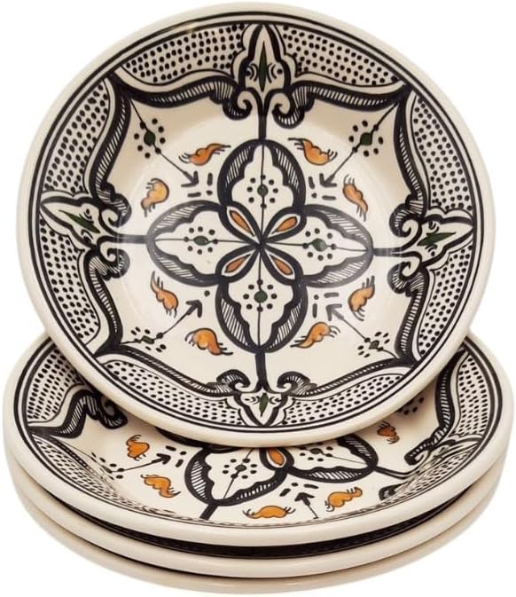 Lot de 4 assiettes creuses Marocain Noir - D 24 cm - Nail Gallerys