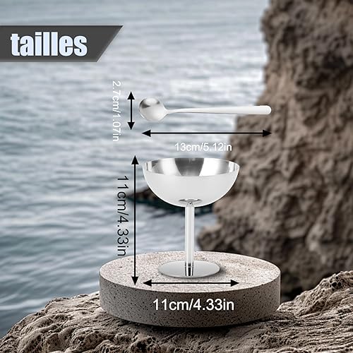 ZLXHDL Tasse à crème glacée en Acier Inoxydable, Bol à crème glacée, Bol à Dessert de Tasse à Salade réutilisable pour Coupe glacée aux Fruits (10 cm) - Nail Gallerys