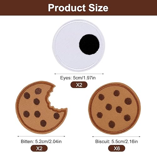 10 Pièces Cookie Brodé Décoratif Écussons, Patch de Vêtements Brodé de Biscuits, Cartoon biscuits Appliqués Patchs Thermocollants, biscuits brodés Autocollants Tissu pour Les Pantalons D'enfants - Nail Gallerys
