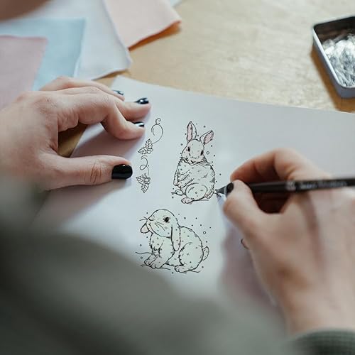 GLOBLELAND Tampons Transparents en Forme de Lapin d'hiver Maison en Bois avec Flocon de Neige Tampons Transparents en Silicone pour Pâques Fabrication de Cartes de Noël - Nail Gallerys