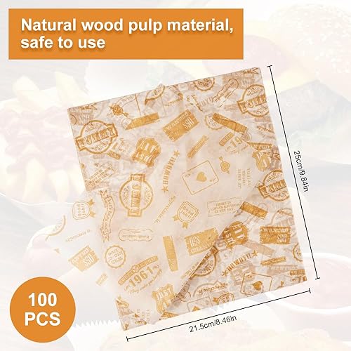 100 Papier Papier Emballage Alimentaire, 25x21.5cm Emballage Alimentaire, Papier Journal Alimentaire, Papier Burger Alimentaire, Papier D'emballage Frites, Feuille de Papier Journal Alimentaire - Nail Gallerys