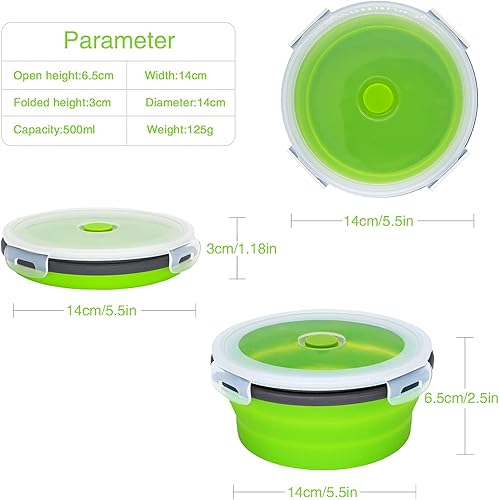 NEUSID Boite Alimentaire Pliable, 500 ml Boîte à Lunch Pliante en Silicone Support Pliable, Bento Lunch Box Silicone Alimentaire pour Micro-Ondes, Les RéFrigéRateurs - Nail Gallerys