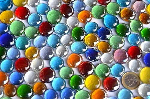Bazare Masud e.K. Lot de 500 g décoratifs mosaïque pépites de Verre décoratives, Multicolore/Transparent, 15 au 21 mm, Environ 120 quantité - Nail Gallerys