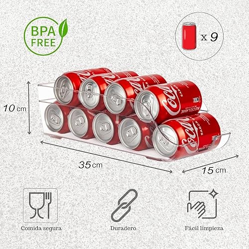 (Pack 1 unité) Organisateur de canettes pour réfrigérateur Distributeur de bouteilles d'eau pour réfrigérateur Boîte de rangement de nourriture pour la cuisine (1) - Nail Gallerys