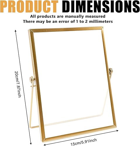 Lot de 2 cadres photo en verre pour fleurs pressées, 15 x 20 cm, double face, en métal, pour bureau - Fleurs séchées - Support d'affichage - Doré - Nail Gallerys