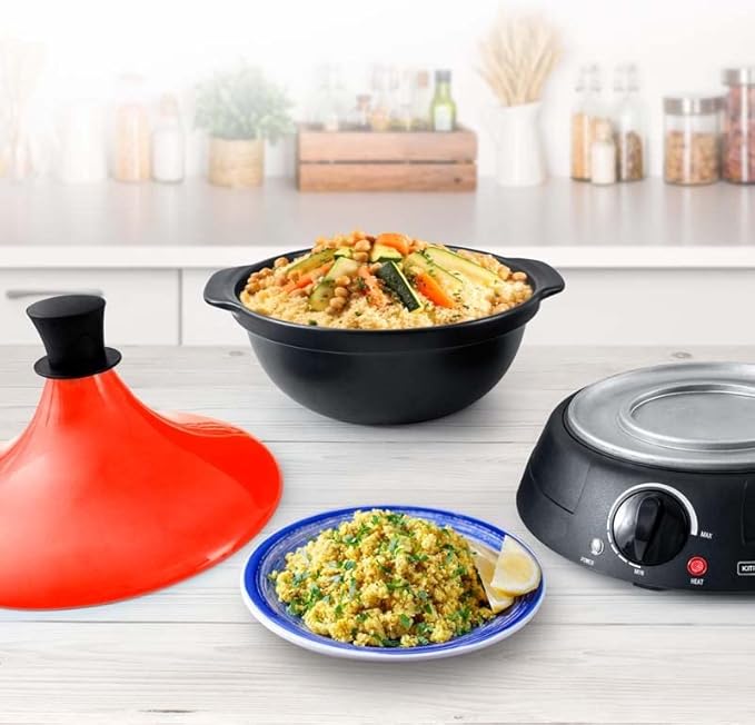 Tajine électrique Avec Pot En Terre Cuite Kjine_3 Rouge Kitchencook - Nail Gallerys