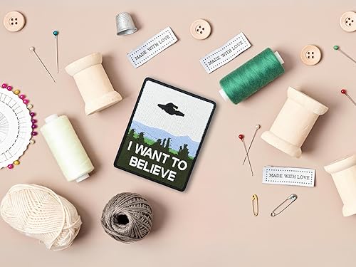 Finally Home Écusson Thermocollant | Je veux croire UFO Alien | Patch à coller au fer à repasser ou à coudre | Pièce de décoration ou réparation pour vêtement, jean, sac, pantalon, veste - Nail Gallerys