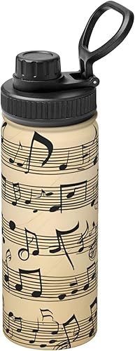 Gourde de sport en acier inoxydable avec notes de musique, double paroi, anti-fuite, pour fitness, gym, extérieur et intérieur - Nail Gallerys