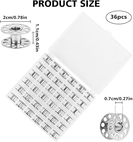 QOUBNIC 36 Pièces Machine a Coudre Accessoires, Canettes de Couture Bobines Métalliques pour Machines à Coudre avec Boîte de Rangement Compatibles Multi-Marques - Nail Gallerys