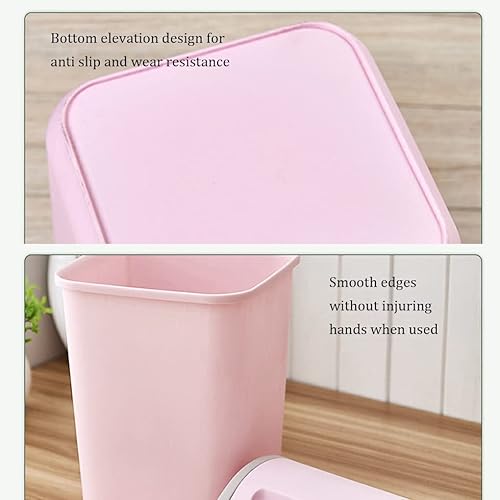 siduytin Poubelle à Couvercle basculant en Plastique, Poubelle de Bureau à Domicile, Grande capacité, Panier de Sol, Corbeille à Papier en Forme de Rectangle, Poubelle, Rose - Nail Gallerys