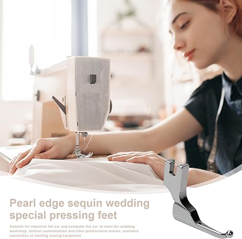 WJnflQN Machine industrielle à pied de perle, machine à coudre les pieds pressants - Pied de perle de sequin | Guide de séquelles professionnels Guide de tissu anti-durcissement pour l'atelier de robe - Nail Gallerys