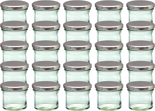 CapCro Lot de 25 bocaux en verre de 125 ml avec couvercles rouges à carreaux To 66 - Nail Gallerys