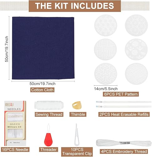 WEBEEDY Kit de Set de Table Sashiko DIY avec Motifs Traditionnels de Broderie Japonaise Sashiko, Nappes en Tissu D'Artisanat D'Art avec Instructions pour la Décoration de Table - Nail Gallerys