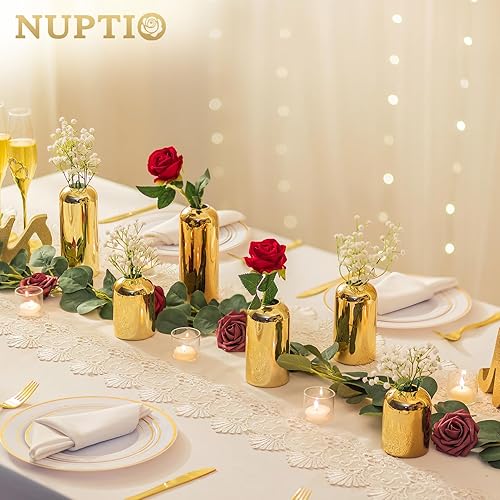 NUPTIO Petit Vase en Verre Doré : Set de 12 Vases À Bourgeons en Vrac Petit Vase pour Centre de Table de Mariage Décorations d'anniversaire - Nail Gallerys