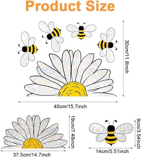 Autocollants pour Fenêtre Tournesols et Abeilles, 30x40 cm Suncatcher Stickers Fenetre Fleurs, Autocollant Fenêtre Printemps été, Autocollant Vitre Fleurs pour Famille, Boutique, Décoration de Verre - Nail Gallerys