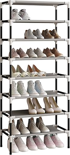 AcornFort S1 Étagère à Chaussures Empilable Porte-Chaussures, en Métal, Rangement pour Chaussures (8 Niveaux, Noir) - Nail Gallerys