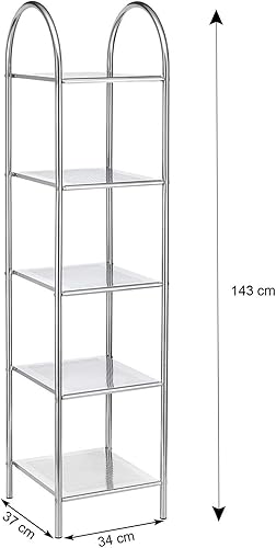 IDIMEX Étagère de Salle de Bain SECA Meuble de Rangement sur Pied avec poignée et 5 tablettes, en métal chromé - Nail Gallerys