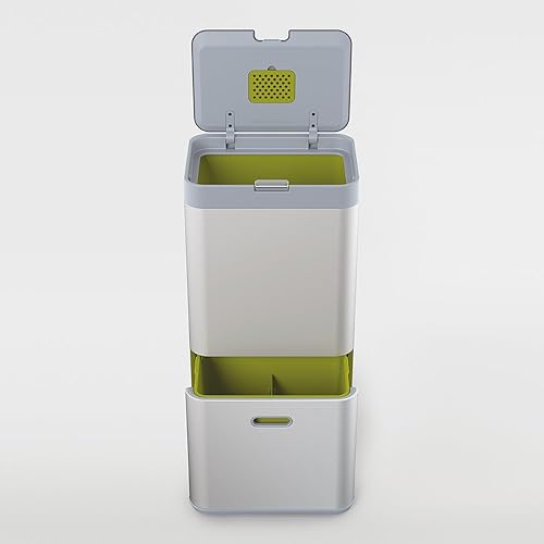 Joseph Joseph Totem Poubelle Gris graphite 60 l, Acier inoxydable, Silver, 30.0 x 40.0 x 80.0 cm - Nail Gallerys
