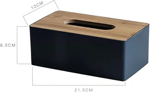 Boîte à mouchoirs rectangulaire en plastique avec couvercle en bois de bambou, pour salle de bain, voiture, bureau, 21,5 x 12 x 8,5 cm (gris) - Nail Gallerys