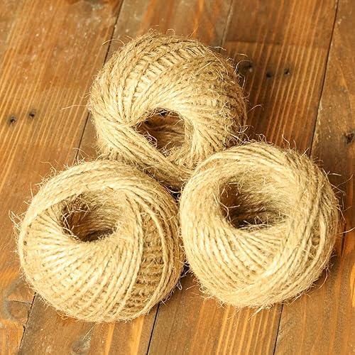 Lot de 3 rouleaux de ficelle de jute naturelle de 40 m – 2 mm pour loisirs créatifs, emballage cadeau, fleuristerie, bocaux rustiques, décoration, empaquetage, jardin et recyclage, total 120 m - Nail Gallerys