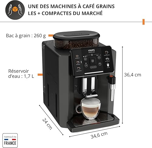 Krups Sensation C50, Machine à café grains, 5 Boissons en accès direct, Interface tactile couleur, Facile à utiliser, Nettoyage sans effort, Buse manuelle Cappuccino, Fabriqué en France EA910810 - Nail Gallerys