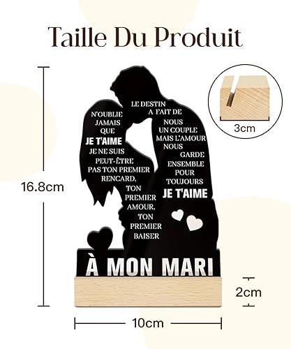 Putuo Decor Plaque Acrylique Cadeau pour Mari - Message Romantique - Décoration de Bureau et Maison - Nail Gallerys