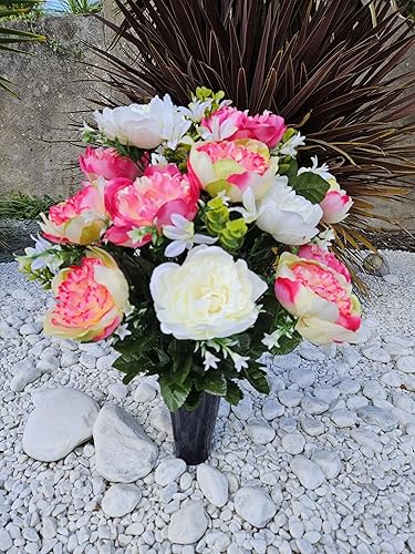 Roselynexpress Composition De Fleurs Artificielles en Cône Lesté Ciment pour Une Parfaite Tenue De Votre Bouquet De Fleurs. Dimension - Hauteur/54cm. - Nail Gallerys