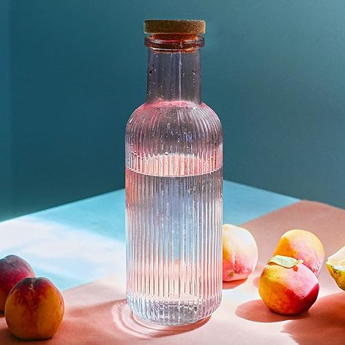 HOMLA NATIA Carafe cannelée avec bouchon rose 1 l - Nail Gallerys