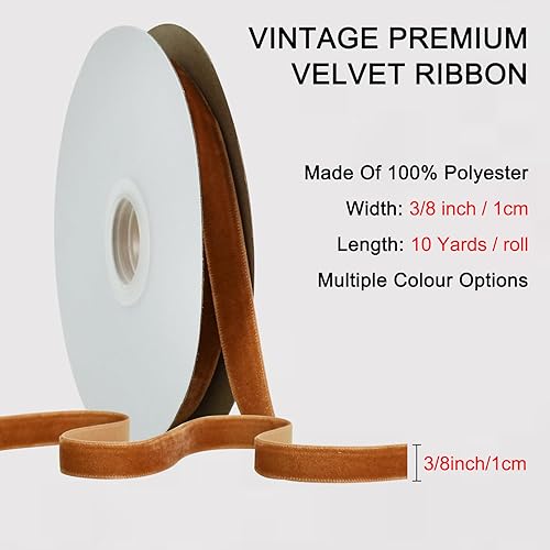 RIBBOOO Bleu foncé Ruban de Velours 2.5cm x 10 Yards, Ruban de Velours Vintage pour Noël, décoration de couronnes, Emballage de Cadeaux, Emballage de Bouquets pour la Saint-Valentin - Nail Gallerys