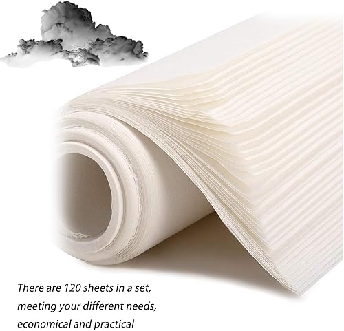 Zhenp 120 Feuilles, Papier Sumi, Papier de Riz de Calligraphie Chinoise, 38x27 cm/15x10.6 Pouces, Papier de Riz Pratique, Papier de Calligraphie Peinture Pratique, Papier Sumi, pour l'École/Le Bureau - Nail Gallerys