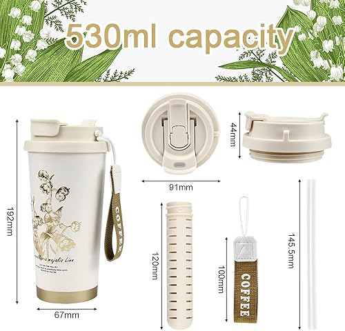 YBCCBY Tasse a Cafe Thermos Isotherme 530ML Thermo Coffee Mug-to-go Tasse Thermique à Emporter Thermos Café de Voyage Tasse Isotherme sans BPA en Céramique et Acier Inox pour pour les Boissons - Nail Gallerys