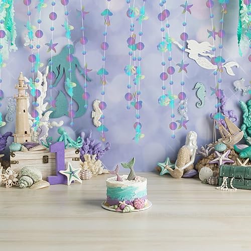 AINIUNIU Guirlande de sirène irisée de 16M avec méduse Coquillage étoile de mer Perle Banderole en Papier, pour Décorations de Fête d'anniversaire sur Le Thème de L'océan et de la Sirène - Nail Gallerys