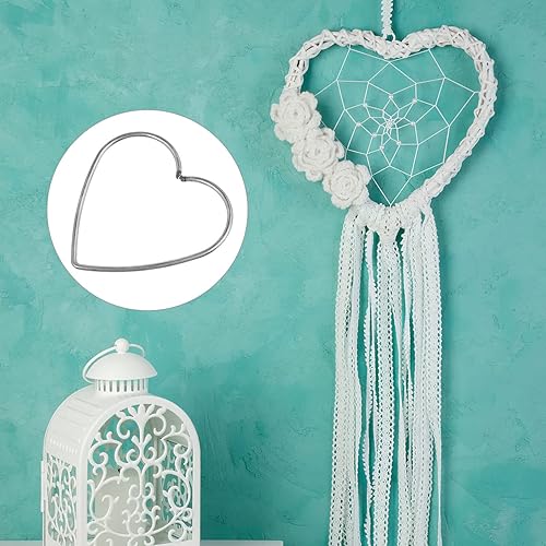 Lot de 9 couronnes en fil de fer - En métal - En forme de cœur - Attrape-rêves - Couronne florale - En macramé - Accessoire pour couronne de fleurs DIY - Attrape-rêves - Nail Gallerys