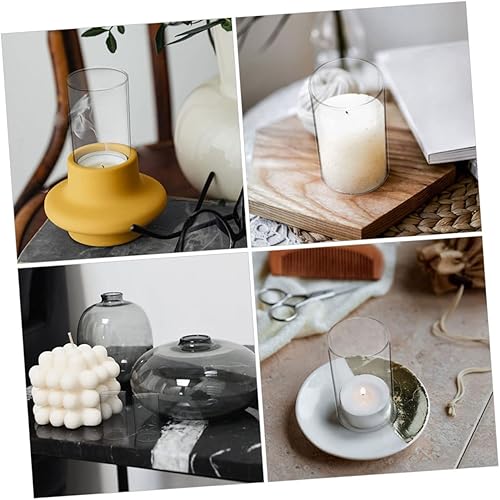 3 pcs Couvre Partie Cylindrique Table Tube Verre Manchon Abat-jour Titulaire Flamme Cheminée Ouvert Coupe-Vent Terminé Maison Pilier Couverture Cylindre Vase Décoration Bougie Clair Bougeoir Lampe ( C - Nail Gallerys