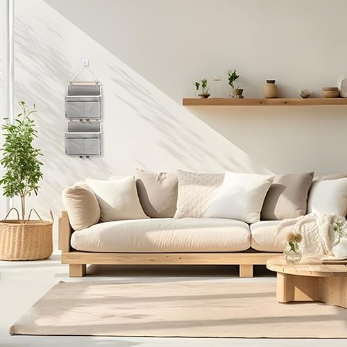 2pcs Sac De Rangement Mural, Sac De Rangement Suspendu avec 2 Couches, Sac à Suspendre Organisateur pour Chambre à Coucher Salle De Bain Cuisine Bureau (Gris) - Nail Gallerys