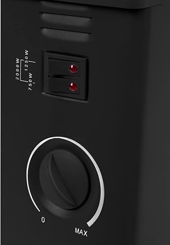 VONROC Convecteur Électrique 2000W Noir - Thermostat Réglable - Chauffe Jusqu'à 24m2-3 Positions de Chauffage, Protection Contre La Surchauffe - Convecteur 2000w Silencieux et Puissant - Nail Gallerys