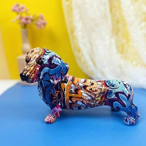 Huasean Statues De Chien De Teckel en Résine Colorée, Sculpture De Chien De Teckel, Ornement Créatif Peint, Décoration De Chien De Teckel, Figurines d'art Animalier, Décoration De Maison, Artisanat - Nail Gallerys