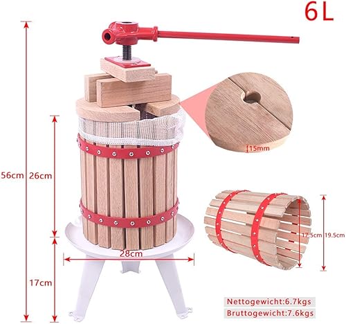 Weierr Presse à Fruits mécanique Presse à Fruits Presse à Pommes, Obstpresse, 6L - Nail Gallerys