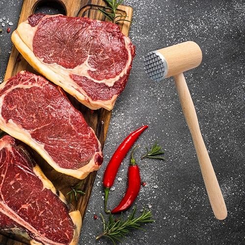 Fackelmann 31440 Attendrisseur à viande, Marteau à viande, Bois, Aluminium, 32 cm, Beige - Nail Gallerys