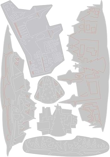 Sizzix Matrice de découpe Thinlits Set de 6 pcs 664737 Enneigé, Colorize de Tim Holtz, Village de Vacances, Taille unique - Nail Gallerys
