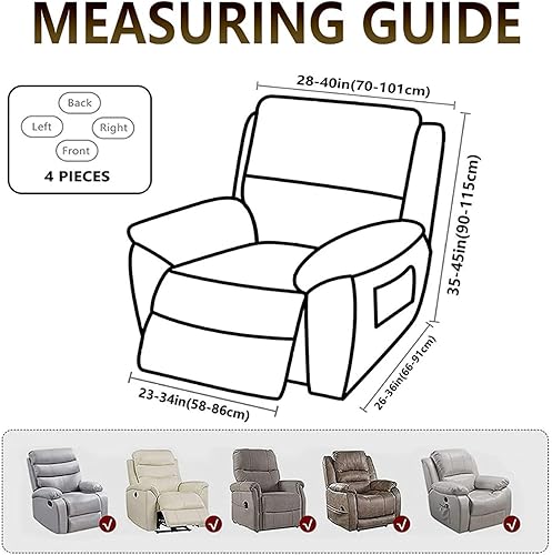 Hearda Housse de Fauteuil Inclinable Extensible, Velours Housse de Fauteuil 1 Place Relax Housses de Fauteuils 4 Pièces avec Poches Latérales Relax Inclinable (Jaune) - Nail Gallerys