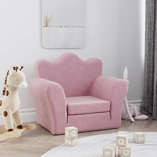 vidaXL Canapé-lit pour Enfants, Lit de Jour avec Dossier et Accoudoirs, Lit d'Invité pour Tout-Petits Chambre Salon Maison, Rose Peluche Douce - Nail Gallerys