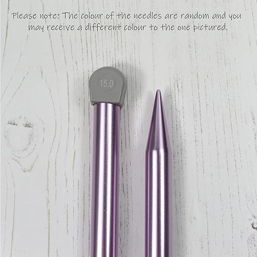 Aiguilles à tricoter colorées en aluminium - 15 mm x 35 cm - Violet clair - Nail Gallerys