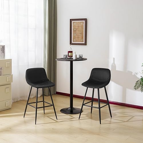 EUGAD Tabouret Bar, Lot de 2, Chaise de Bar, avec Dossier, Chaise Haute Cuisine, Tabouret de Bar en Velours, Siège Rembourré, avec Repose-Pieds, Pieds en Métal, Vert foncé, 1089BY-2 - Nail Gallerys