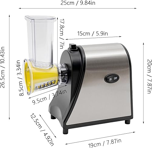 Coupe-légumes électrique 1000 W - Râpe à fromage électrique - 5 modes - Râpe à légumes avec 5 cônes - Râpe de cuisine - Trancheuse universelle pour pommes de terre, radis, concombres - Nail Gallerys